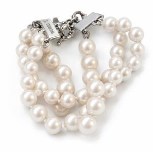 J. Crew Silver and White Pearl Bracelet